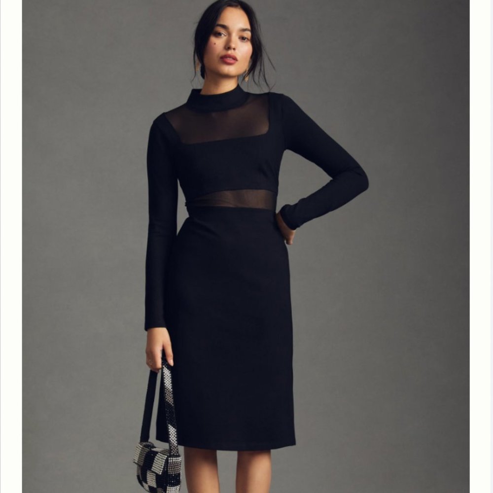 NWT Anthropologie Maeve Sheer Side-Slit Dress Size L